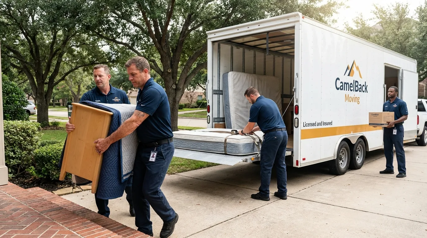 Crew loading residential truck for cross-state move from Waynesboro, GA